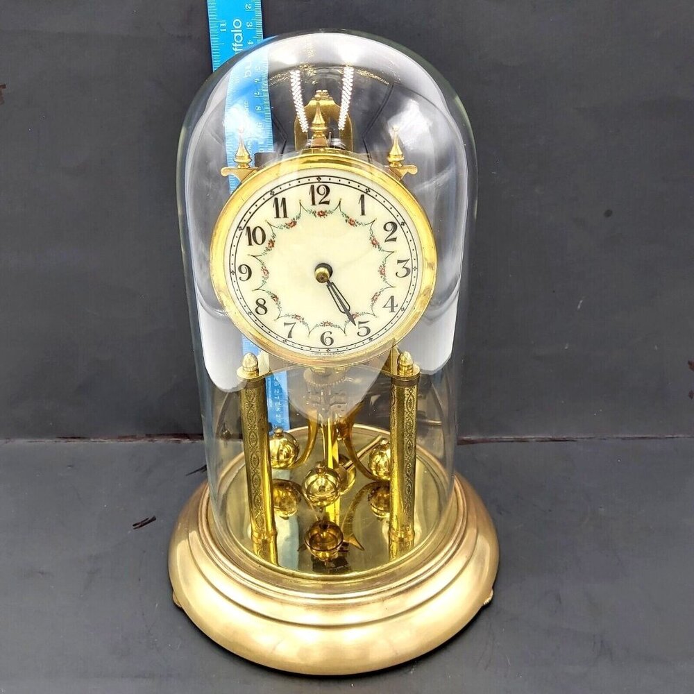 Forestville Clock Co No Jewel Unadjusted Glass Dome Clock For Parts Only - As is